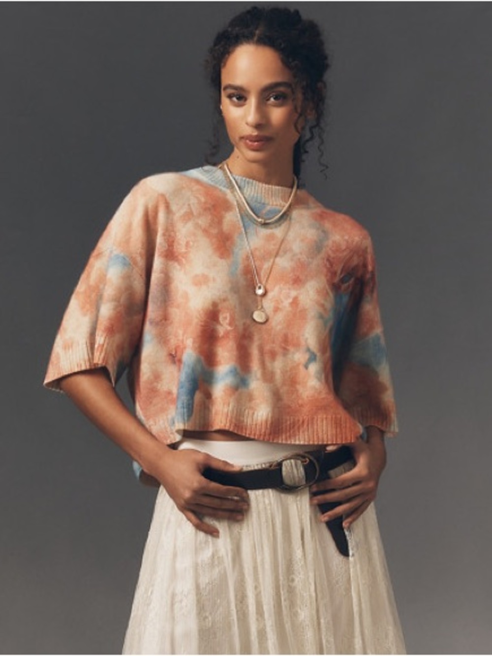 Anthropologie The Goldie Crew-Neck Cashmere Sweater in Romantic Print Size S